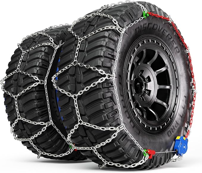 K-Musculo Snow Chains for Car Tires, Portable Reusable Universal Emergency Tire Traction Chain for Passenger Car, Auto Fixing