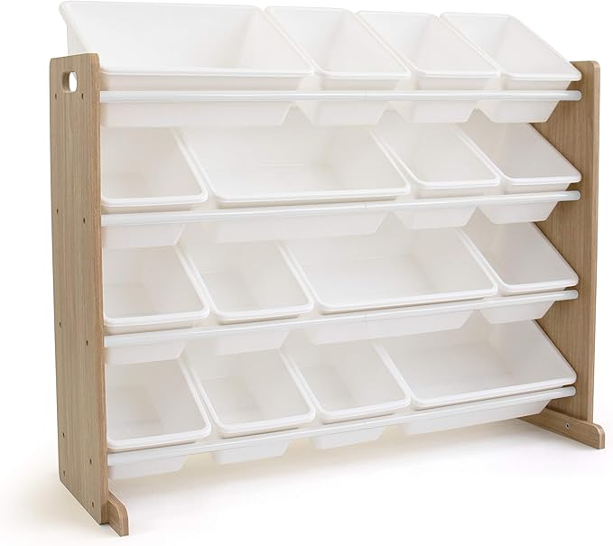 Humble Crew Toy Storage Organizer with 16 Removable Storage Bins for Kids Playroom, 4-Tier Toddler Toy Organization and Stora