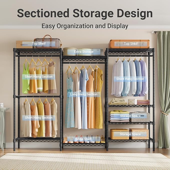 VIPEK V5 Plus Large Portable Closet Rack Freestanding Wardrobe Closet, Multi-Functional Clothes Rack Heavy Duty Metal Clothin