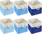 Geiserailie 6 Pcs 11 x 11 Inch Cube Storage Bins Fabric Storage Organizer Bins Foldable Cube Baskets with Sturdy Carry Handle