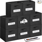 artsdi Fabric storage cubes (Set of 8) 11 Inch Cube Storage Bin, Cube storage with 8 Labels Window Cards & a Pen, Foldable cu