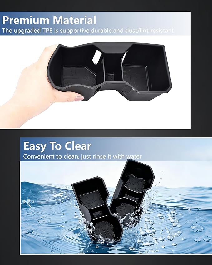 Cup Holder Inserts for Toyota Tacoma 2024 2025 2026 Accessories, Non-Slip TPE Center Console Front & Rear Cup Holder Protector Organizer for Tacoma Interior Accessories