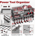4 Tier Power Tool Organizer Wall Mount, 8 Cordless Drill Holders, 320LBS Heavy Duty Power Tool Storage Rack, Holds 50+ Tools 