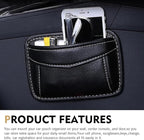 Car Seat Side Pocket Organizer, PU Leather Mini Auto Seat Storage Bag, Pen Phone Holder Tray Pouch Vehicle Seats Gap Filler, Universal Organize for Documents Registration Notepad