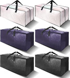 6 Pack Heavy Duty Extra Large Moving Bags W/Backpack Straps - Strong Handles & Zippers, Storage Totes For Space Saving, Fold 