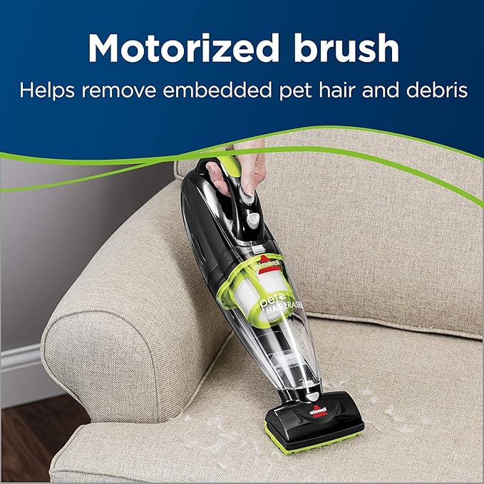 Bissell Pet Hair Eraser Cordless Hand Vacuum, Home, Auto, and Pet Vacuum, Crevice Tool, Upholstery Tool, and Motorized Brush 