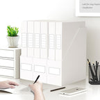 JiaWei A4 Storage File Boxes, White Archives Cases with Lid, 9.4×1.5×12.5 Inches Document Storage Filing Box for Office