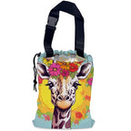 Cute Giraffe Car Garbage Bag,Splash Floral Waterproof Small Car Trash Bag Hanging Back of Seat,Drawstring Hanging Car Trash Bag with Adjustable Buckle for Car Accessories
