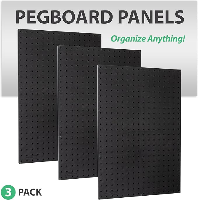 WallPeg 24" x 48" Pegboard Wall Organizer - Kit (PK-312-B) Peg Board Organizer Accessories for Garage pegboard Storage, Tool 