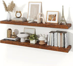 Floating Shelves for Wall, 9.3" Deep Wall Mounted Wood Shelves for Bathroom, Bedroom, Living Room, Kitchen, Hanging Shelf for