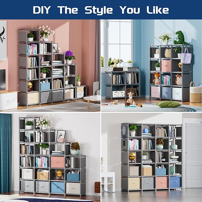 Mavivegue 20 Cube Book Shelf, Storage Organizer, Large DIY Bookcase, Metal Cube Bookshelf, Cubbies Closet Storage Organizer S