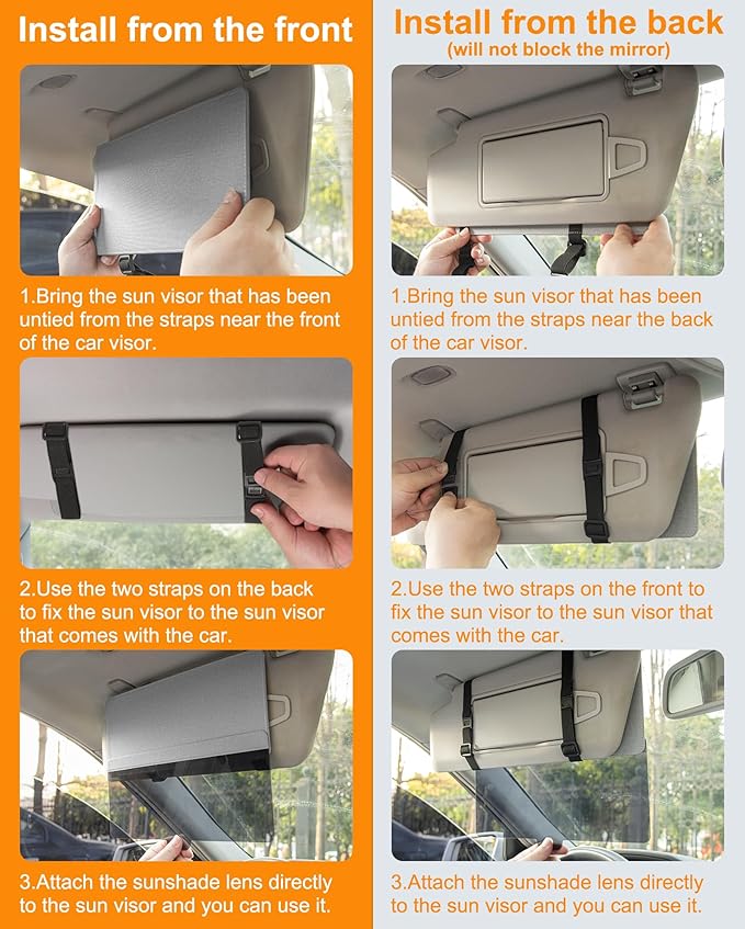 Upgraded Car Sun Visor Extender, Polarized Sun Blocker, Sunshade Lens Magnetic Connection Adjustable 4 Directions, Anti-Glare,Protects from Sun Glare, Snow Blindness & UV Rays,Grey