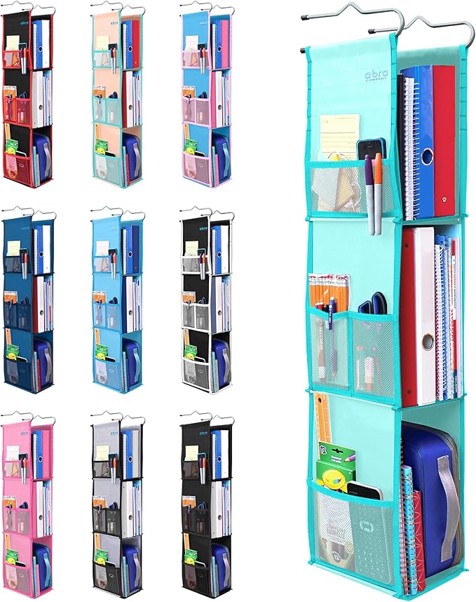ABRA® 3 Shelf Hanging Locker Organizer for School, Work, Gym, Storage | Deep Shelves 6.5" x 9”| Eco-Friendly Fabric | Adjusta