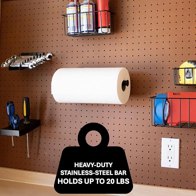 Peg Board Paper Towel Holder for Pegboard, Peg Board Accessory Kit with Heavy Duty Pegboard Hooks for Garage Workshop Craft R