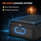 Grothery 5200°F Fireproof Document Box with Lock, Hard Case Fire Proof Safe for Home Document Safe Detachable Accordion File 