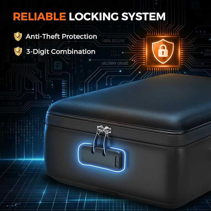 Grothery 5200°F Fireproof Document Box with Lock, Hard Case Fire Proof Safe for Home Document Safe Detachable Accordion File 