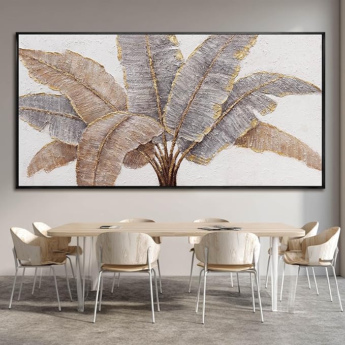 CHUDANHAO Plant Canvas Wall Art Contemporary Wall Decor Gold Pictures Textured Home Decorations 29"x58" Canvas Art for Living