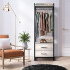 Sorbus Clothing Rack with Drawers - Clothes Stand Dresser - Wood Top, Steel Frame, & Fabric Drawers - Tall Closet Storage Org