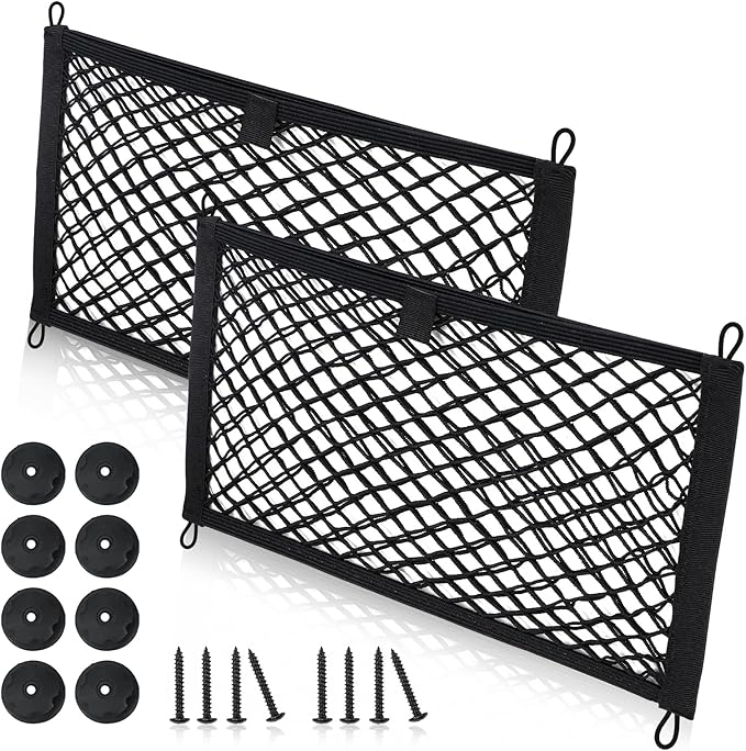 Universal Mesh Cargo Net for Car Trunk Storage,2 Pack Elastic Small Cargo Net Pocket Organizer Pouch Bag,Stretchable