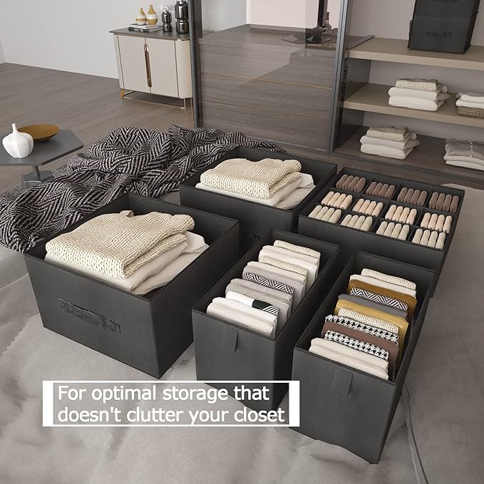 6-Shelves Hanging Closet Organizer with 5 Different Drawers, Foldable Closet Organizers and Storage for Wardrobe, Closet& RV,