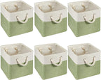 Geiserailie 6 Pcs 11 x 11 Inch Cube Storage Bins Fabric Storage Organizer Bins Foldable Cube Baskets with Sturdy Carry Handle