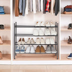 STORAGE MANIAC Expandable Shoe Rack, 16 Pairs Stackable Small Shoe Rack, Metal Adjustable Shoes Organizer for Closet, Entrywa