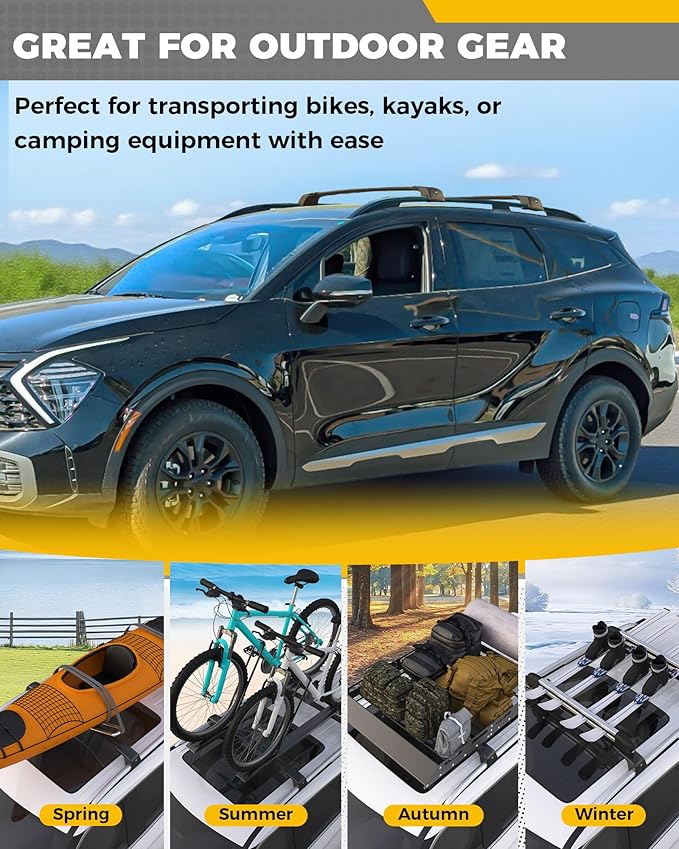 330LBS Cross Bars Roof Rack Fit for 2023-2026 Kia Sportage X-Pro X-line Aluminum Lockable Crossbars Cargo Bar Luggage Carrier Rooftop Accessories, for Storage Bag Kayak Snowboard Canoe Bike