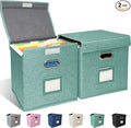 2 Pack Hanging File Folder Box with Lid, Durable Letter Size Filing Storage Box, Sturdy Magazine File Holder with Cardboard S