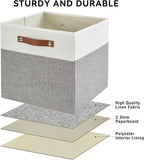 Bagnizer 13x15x13 Storage Cube Bins, Foldable Storage Organizer Baskets, Fabric Cube Storage Boxes with 2 Reinforced PU Handl