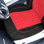 Universal Fit Diamond Stitched Flat Cloth Car Seat Covers Full Set - Red