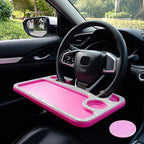 eing Bling Auto Steering Wheel Desk, Laptop,Tablet, Notebook Car Travel Table, Food Eating Hook On Steering Wheel Tray, for Constant Travelers, Fits Most Vehicles Steering Wheels, White+Rose Red