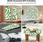 Donox Window Privacy Film, Decorative Frosted Static Cling Window Tint for Privacy, Home Decor Bathroom Door & Car Sticker, Adhesive-Free, Removable, UV Protection(Green Foliage, 17.5 x 157.4 inches