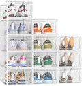 SIMPDIY Shoe Storage, 12 Pack Shoe Organizer for Closet, Shoe Boxes Clear Plastic Stackable Shoe Containers with Lids for Siz