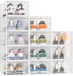 SIMPDIY Shoe Storage, 12 Pack Shoe Organizer for Closet, Shoe Boxes Clear Plastic Stackable Shoe Containers with Lids for Siz