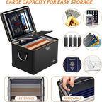 Fireproof Document Box with Fireproof Zipper,Hard Case Fireproof File Box with Lock,Insulated Non-Foldable Fireproof File Cab