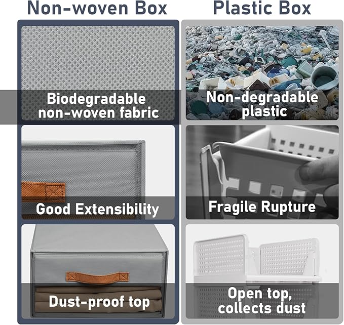 DIMJ Closet Organizers and Storage - Fabric Bins with Drawers for Closet Foldable Clothes Organizers with Clear Window, Stack