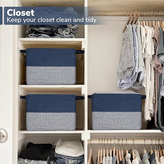 Goodpick Cube Storage Bins - Shelf Baskets for Towel Book Clothes, Closet Storage Bins for Office Woven Toy Basket for Shelve