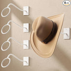 Cinati Cowboy Hat Rack for Wall, 4 Pack Cowboy Hat Holder Wall Mount, Western Rustic Metal Cowboy Hat Hanger, Hat Hooks for C