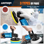 LDHTHOPI Buffer Polisher, 1800W 6 inch/7 inch Rotary Buffer Polisher Waxer, 750-3100RPM Car Buffers and Polishers with 6 Variable Speeds, for Car, Boat, Furniture, Floor