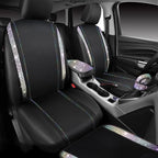 CAR PASS 23 PCS Bling Diamond Car Accessories Set for Women, Leather Car Seat Covers Full Set Sparkly Rhinestone15'' Steering Wheel Covers Shining Diamond Floor Mats Car Interior Sets, Multicolor