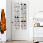 Simple Houseware 24 Pockets - 2PK 12 Large Pockets Over Door Hanging Shoe Organizer, Grey