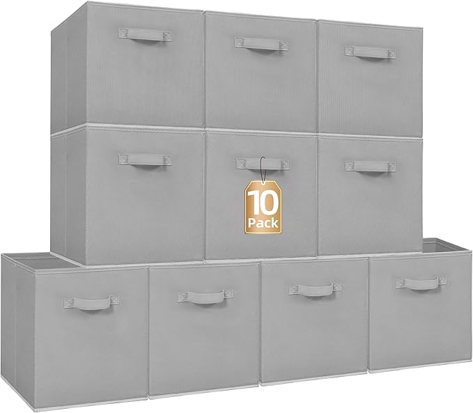 STORAGE MANIAC Storage Cubes, 13 Inch Collapsible Storage Bins with Handles, 10 Pack Fabric Foldable Bins for Organization, D