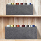 Fabric Storage Bin Box Foldable Cotton Linen Storage Basket with Wooden Handles Rectangular Cube Decorative Home Laundry Orga