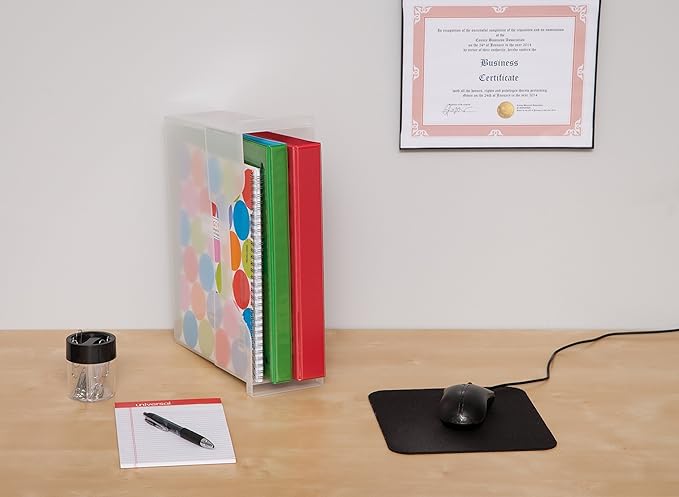IRIS USA Small Portable Desktop File Box with Open Lid, 6 Pack, Side Handles, Hanging File Folders, Tabs & Inserts, Letter Si