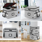 Fireproof Document Box with Lock, 2-Layer File Box Storage Organizer with 5 Tabs& Insert, Portable File Cabinet Storage Box w