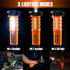 Emergency Car Flashlight with Seatbelt Cutter and Window Breaker, LED Work Light & Flash Beacon, Life-Saving Car Escape Tool 