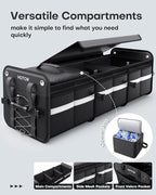 HOTOR Trunk Organizer - 3-Compartment Car Organizer and Storage with Cooler Bag, Foldable Car Storage Organizer for SUV with