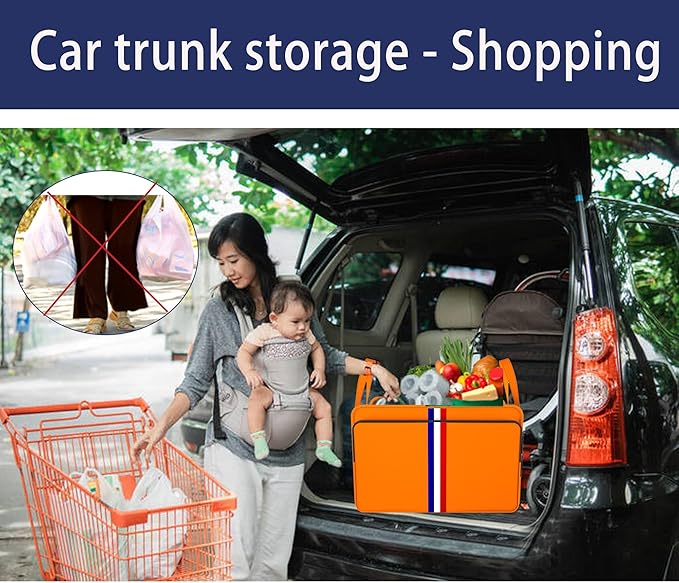 Homeve Trunk Organizer for Car, Waterproof Collapsible 3 Compartments Car Organizer, Foldable Storage for Car Accessories, Too