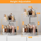 Two Tier Lazy Susan Metal, 2 Tier Wood Lazy Susan 12 Inch, Rotating Spice Rack Organizer for Cabinet Dining Table Top Kitchen