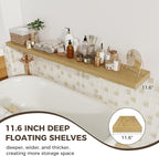 Fun Memories Deep Floating Shelves, 72 x 12 Inch Long Wall Shelves, Large Display Shelf & Storage Shelf, Wood Floating Wall S